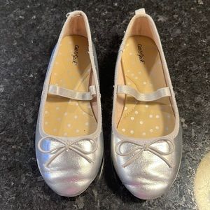 Girls silver ballet flats size 12
